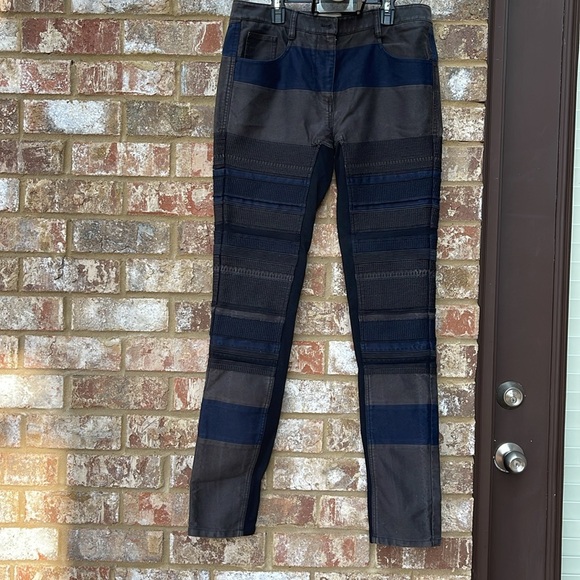 3.1 Phillip Lim Skinny Embroidered Patchwork Denim Pant Blue & Black Jeans Sz 6 - Picture 2 of 15